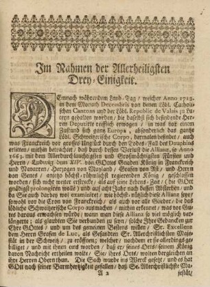 Im Rahmen der Allerheiligsten Drey-Einigkeit