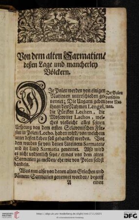 Von dem alten Sarmatien/ deszen Lage und mancherley Völckern
