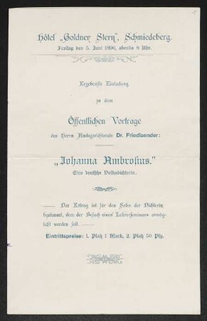 Brief von Georg Friedlaender an Gerhart Hauptmann