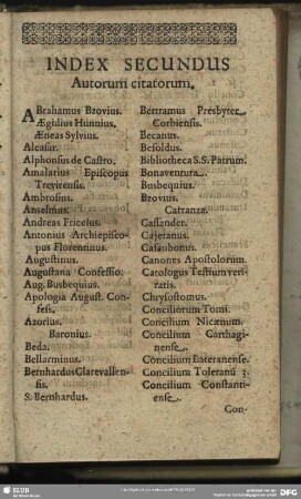 Index Secundus Autorum citatorum