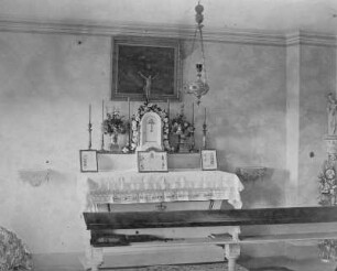 Altar der Hauskapelle im Königlichen Weinberg Wachwitz : Altar der Hauskapelle im Königlichen Weinberg Wachwitz. Fotografie (um 1875/1880; A. Kotzsch). Dresden-Wachwitz: Privatbesitz