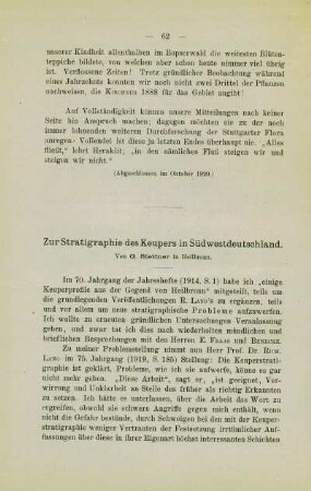 Zur Stratigraphie des Keupers in Südwestdeutschland