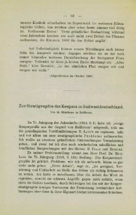 Zur Stratigraphie des Keupers in Südwestdeutschland