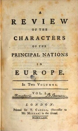 A Review Of The Characters Of The Principal Nations In Europe : In Two Volumes, 1