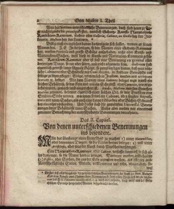 Das II. Capitel. Von denen unterschiedenen Benennungen ins besondere.