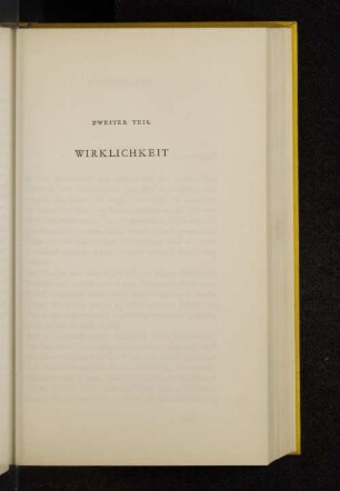 Zweiter Teil Wirklichkeit