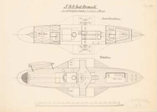 S.R.D. »Graf-Bismarck« der Hafenbauinspektion, Memel: Grundriss, Schnitt 1:75