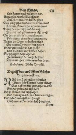 Begriff des zwölfften Buchs Vergilii von Enea.