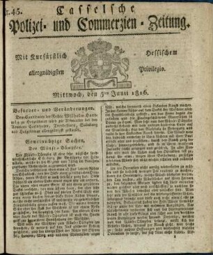 Nr. 45, Mittwoch, den 5ten Junii 1816