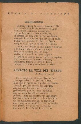 Pidiendo la vida del tirano : A Máximo Gorki