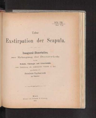 Ueber Exstirpation der Scapula.