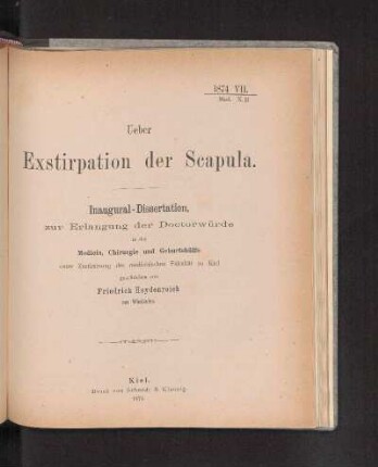 Ueber Exstirpation der Scapula.