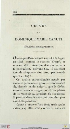 Oeuvre de Dominique Marie Canuti