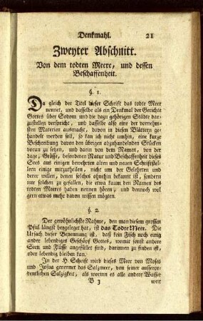 Zweyter Abschnitt. Von dem todten Meere, und dessen Beschaffenheit.