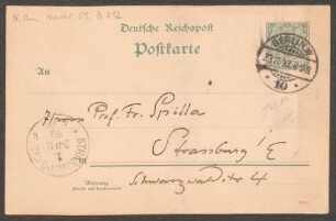 Postkarte an Friedrich Spitta : 23.11.1893