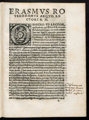 Erasmus Roterodamus Aequo Lectori S. D.