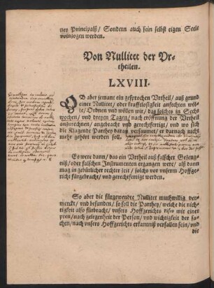 Von Nullitet der Urtheilen. LXVIII.