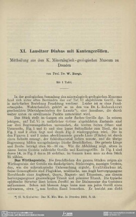 Lausitzer Diabas mit Kantengeröllen : Mittheilung aus dem K. Mineralogischen-geologischen Museum zu Dresden