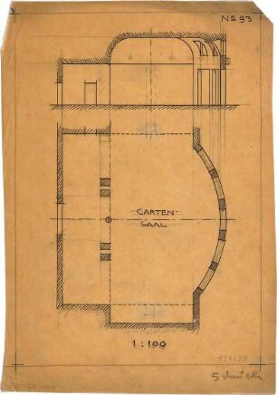Pfann, Paul; Übungsblätter zur Perspektive - Gartensaal (Grundriss, Querschnitt)
