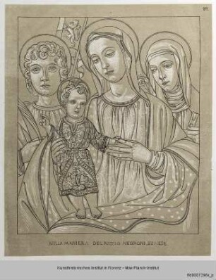 Madonna mit Kind und den Heiligen Ansanus und Katharina von Siena (nach einem Bild der ehemaligen Sammlung Ramboux, 1943 verbrannt, Bartolomeo Neroni zugeschrieben)