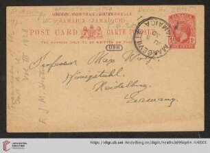 Briefe von William Henry Pickering an Max Wolf: Karte von William Henry Pickering an Max Wolf