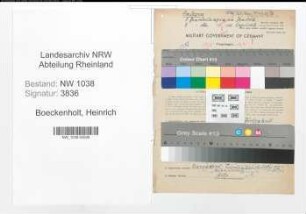 Entnazifizierung Heinrich Boeckenholt , geb. 17.10.1891 (Gastwirt)