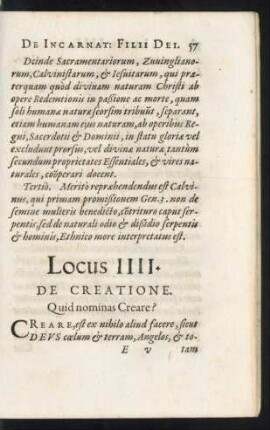 Locus IIII. De Creatione.