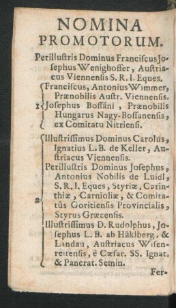 Nomina Promotorum.