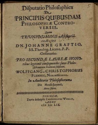 Disputatio Philosophica De Principiis Quibusdam Philosophiae Controversis