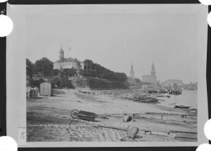 Dresden: Königliches Bevedere und Brühlsche Terrasse : Brühlsche Terrasse, Ausschiffungsplatz, vor 1869