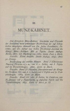 III. Münz-Kabinet