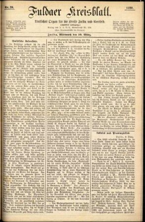 Erste Ausgabe vom Mittwoch, den 10. März 1880.