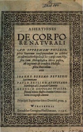 Assertiones De Corpore Naturali