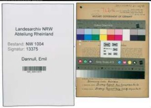 Entnazifizierung Emil Dannull , geb. 21.02.1891 (Maschinist)