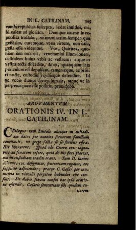 Argumentum Orationis IV. In L. Catilinam.
