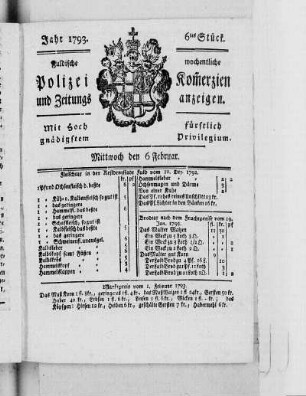 6tes Stück., Ausgabe vom 6. Februar 1793