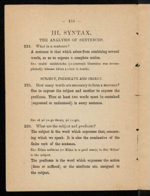 III Syntax - vākyakāṇḍam
