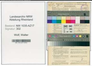 Entnazifizierung Walter Wolf , geb. 16.04.1917 (Kaufmaennischer Angestellter)
