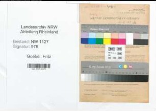 Entnazifizierung Fritz Goebel , geb. 07.02.1899 (Ingenieur)