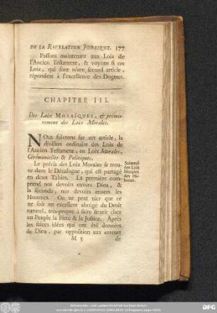 Chapitre III. Des Loix Mosaïques, & prémierement des Loix Morales.