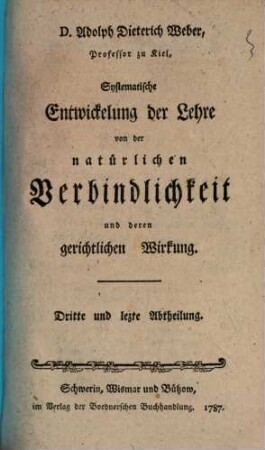 Systematische Entwicklung der Lehre von der natürlichen Verbindlichkeit und deren gerichtlichen Wirkung, 3