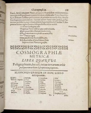 Cosmographiae Metricae Liber Quartus. Poligraphiam ...