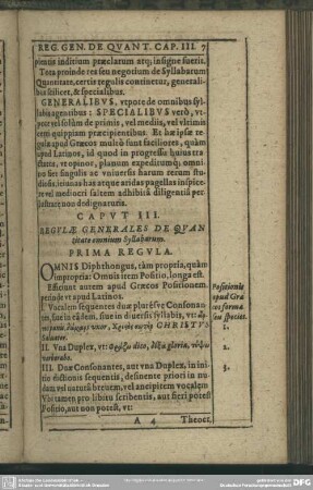 Caput III. Regulae Generales De Quantitate omnium Syllabarum