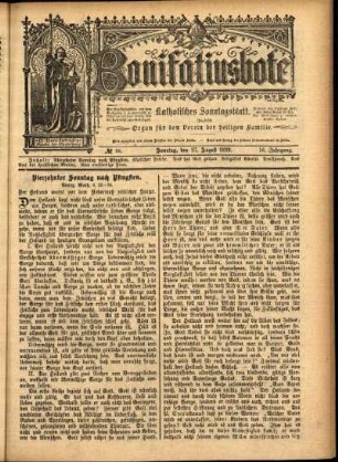 Erste Ausgabe vom Sonntag, den 27. August 1899.