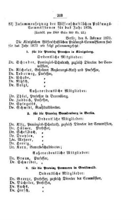 Zusammensetzung der Wissenschaftlichen Prüfungs-Commissionen für das Jahr 1870 : [III. Gymnasien und Realschulen]