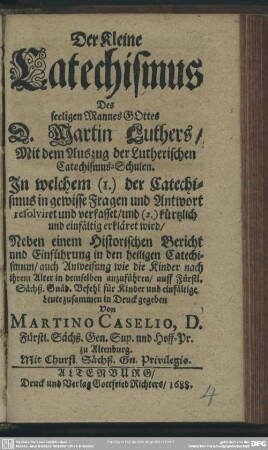 Der kleine Catechismus ... Martin Luthers