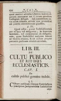 Lib. III. De Cultu Publico Et Ritibus Ecclesiasticis.