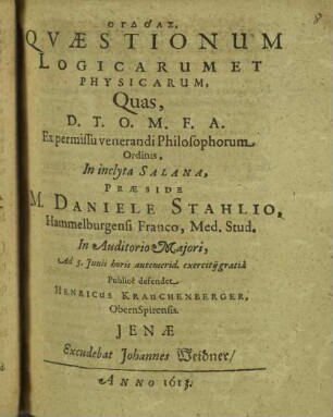 Ogdoas quaestionum logicarum et physicarum