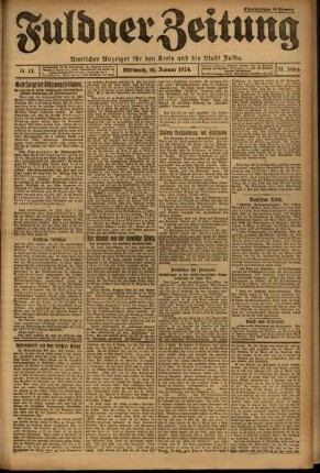 Erste Ausgabe vom Mittwoch, den 16. Januar 1924.