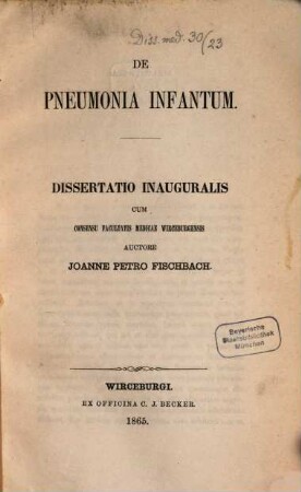 De pneumonia infantum